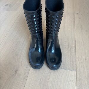 Valentino Garavani Black Studded Rain Boots